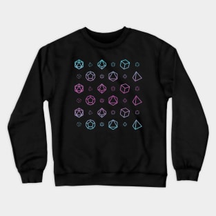 RPG Dice Set Pattern - Pink & Blue Neon Gradient Crewneck Sweatshirt